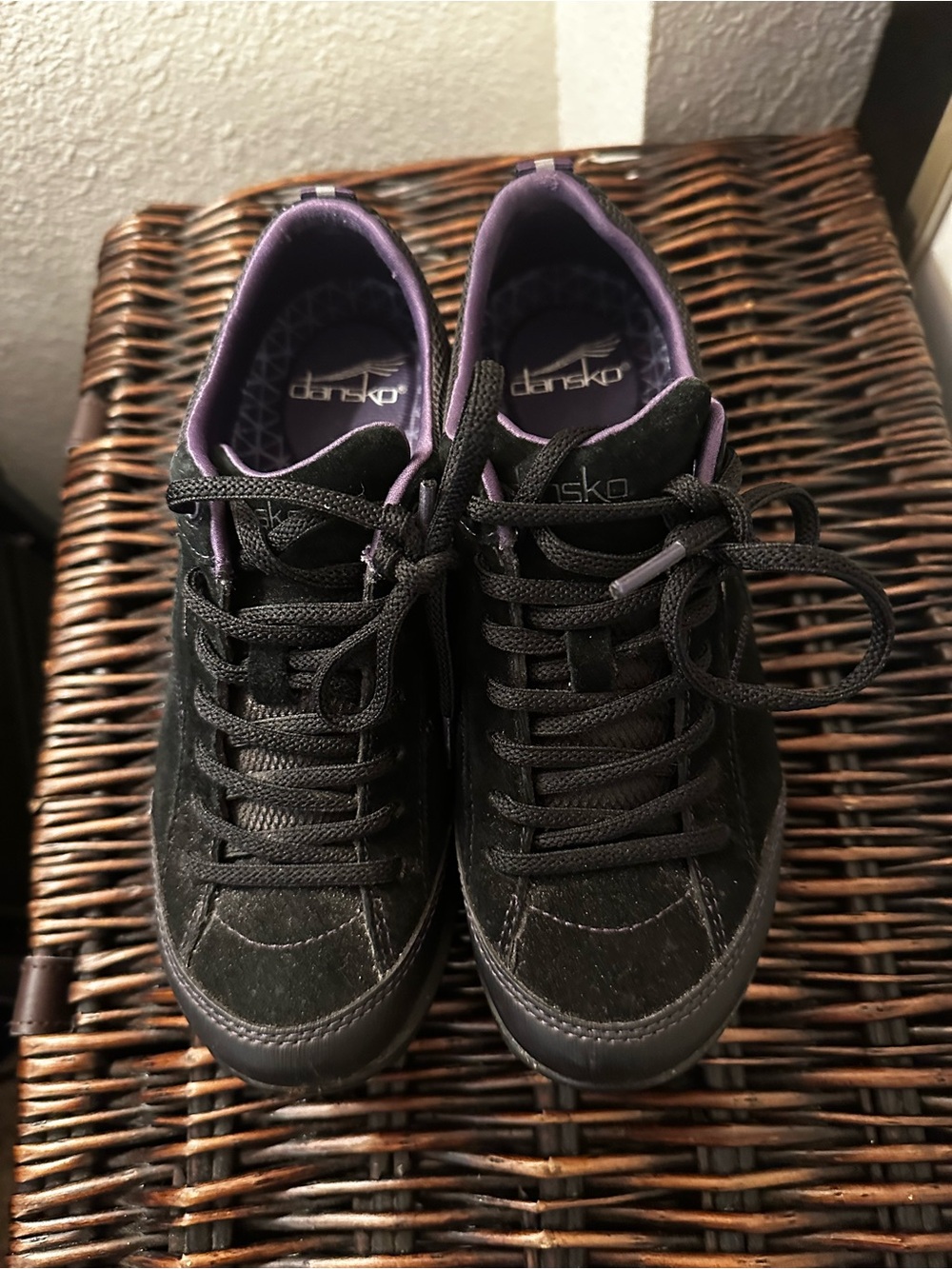 Dansko Women's Black and Purple Casual Lace-Up Sneakers hiking shoes